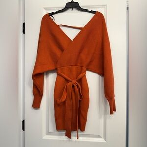 Forever21 Rust Thick Sweater Tie Waist Dress